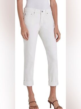 AG Adriano Goldschmied Women's 28 White Ex Boyfriend slim